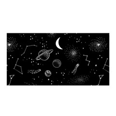 Cosmic Black Space Star Satin Wrap 35  X 70 