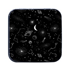 Cosmic Black Space Star Square Metal Box (black)