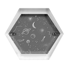 Cosmic Black Space Star Hexagon Wood Jewelry Box