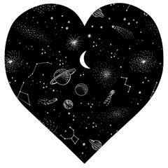 Cosmic Black Space Star Wooden Puzzle Heart