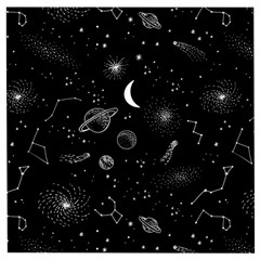 Cosmic Black Space Star Wooden Puzzle Square