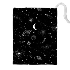 Cosmic Black Space Star Drawstring Pouch (4xl)