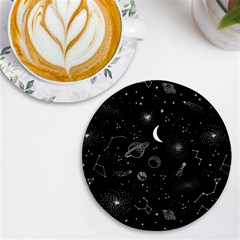 Cosmic Black Space Star Uv Print Round Tile Coaster