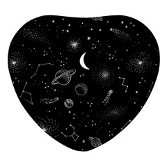 Cosmic Black Space Star Heart Glass Fridge Magnet (4 Pack)