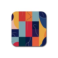  Minimalist Pattern With Simple Lines And Shapes, Creating A Clean And Modern Aesthe Rubber Coaster (square)