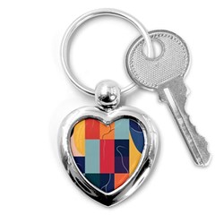  Minimalist Pattern With Simple Lines And Shapes, Creating A Clean And Modern Aesthe Key Chain (heart)