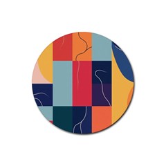  Minimalist Pattern With Simple Lines And Shapes, Creating A Clean And Modern Aesthe Rubber Coaster (round)