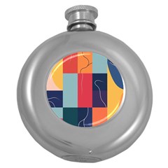  Minimalist Pattern With Simple Lines And Shapes, Creating A Clean And Modern Aesthe Round Hip Flask (5 Oz)