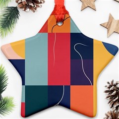  Minimalist Pattern With Simple Lines And Shapes, Creating A Clean And Modern Aesthe Star Ornament (two Sides) by myclothy