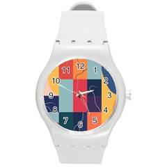  Minimalist Pattern With Simple Lines And Shapes, Creating A Clean And Modern Aesthe Round Plastic Sport Watch (m)