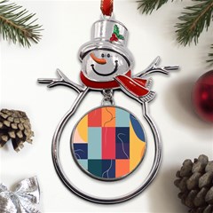  Minimalist Pattern With Simple Lines And Shapes, Creating A Clean And Modern Aesthe Metal Snowman Ornament by myclothy