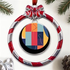  Minimalist Pattern With Simple Lines And Shapes, Creating A Clean And Modern Aesthe Metal Red Ribbon Round Ornament