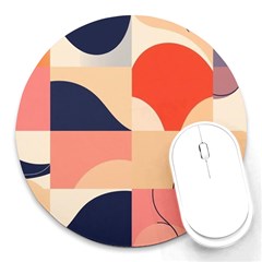 Minimalist Pattern With Simple Lines And Shapes, Creating A Clean And Modern Aesthe Round Mousepad