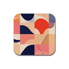 Minimalist Pattern With Simple Lines And Shapes, Creating A Clean And Modern Aesthe Rubber Coaster (square)