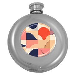 Minimalist Pattern With Simple Lines And Shapes, Creating A Clean And Modern Aesthe Round Hip Flask (5 Oz)