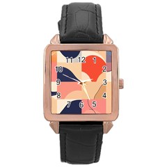 Minimalist Pattern With Simple Lines And Shapes, Creating A Clean And Modern Aesthe Rose Gold Leather Watch 