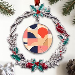 Minimalist Pattern With Simple Lines And Shapes, Creating A Clean And Modern Aesthe Metal X mas Wreath Holly Leaf Ornament by myclothy