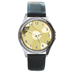 Minimalist Pattern With Simple Lines And Shapes, Creating A Clean And Modern Aesthetic 01 Round Metal Watch