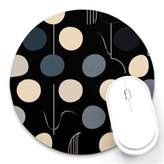 A Minimalist Pattern With Simple Lines And Shapes, Creating A Clean And Modern Aesthetic 03 Round Mousepad