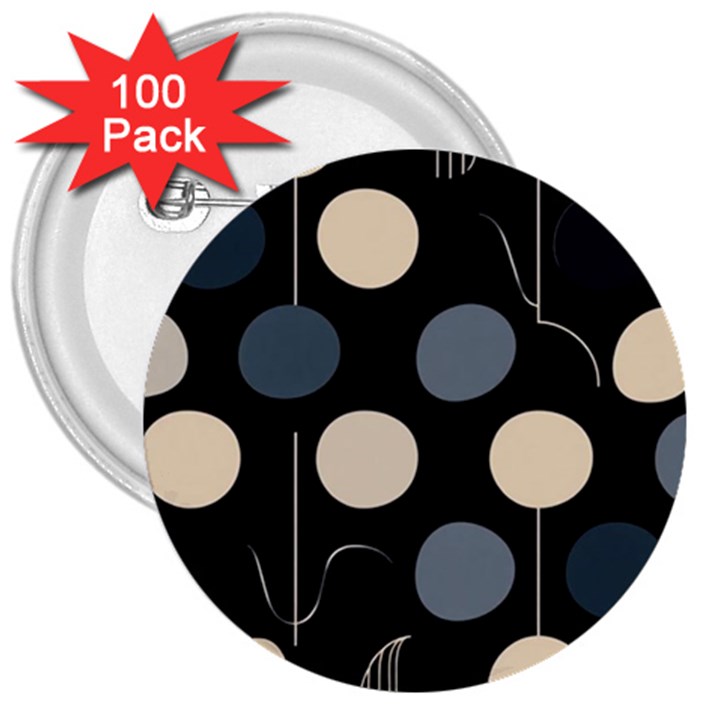 A Minimalist Pattern With Simple Lines And Shapes, Creating A Clean And Modern Aesthetic 03 3  Buttons (100 pack) 