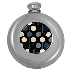 A Minimalist Pattern With Simple Lines And Shapes, Creating A Clean And Modern Aesthetic 03 Round Hip Flask (5 Oz)