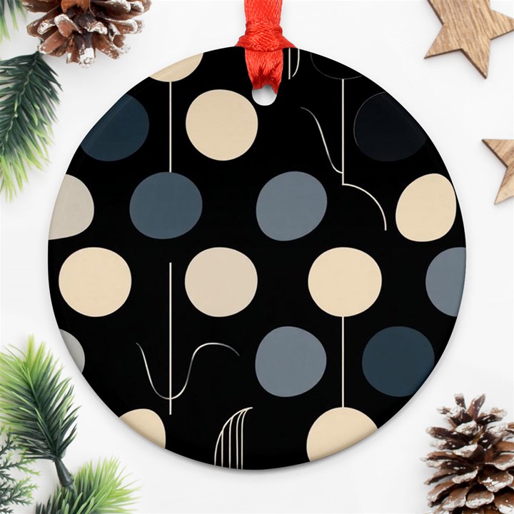 A Minimalist Pattern With Simple Lines And Shapes, Creating A Clean And Modern Aesthetic 03 Round Ornament (Two Sides)