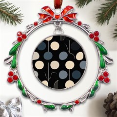 A Minimalist Pattern With Simple Lines And Shapes, Creating A Clean And Modern Aesthetic 03 Metal X mas Wreath Ribbon Ornament