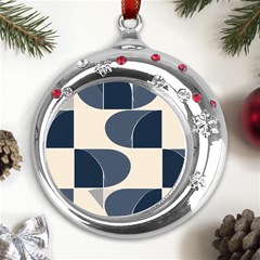 A Minimalist Pattern With Simple Lines And Shapes, Creating A Clean And Modern Aesthetic 04 Metal Snowflake Red Crystal Round Ornament by myclothy