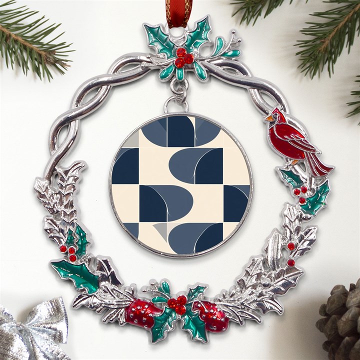 A Minimalist Pattern With Simple Lines And Shapes, Creating A Clean And Modern Aesthetic 04 Metal X mas Wreath Holly leaf Ornament