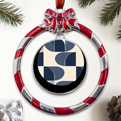 A Minimalist Pattern With Simple Lines And Shapes, Creating A Clean And Modern Aesthetic 04 Metal Red Ribbon Round Ornament