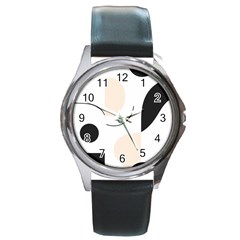 A Minimalist Pattern With Simple Lines And Shapes, Creating A Clean And Modern Aesthetic 05 Round Metal Watch