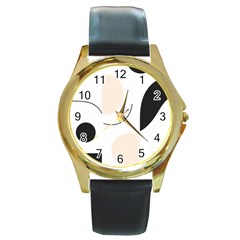 A Minimalist Pattern With Simple Lines And Shapes, Creating A Clean And Modern Aesthetic 05 Round Gold Metal Watch