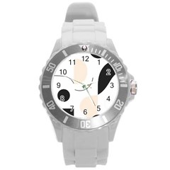 A Minimalist Pattern With Simple Lines And Shapes, Creating A Clean And Modern Aesthetic 05 Round Plastic Sport Watch (l)