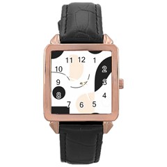 A Minimalist Pattern With Simple Lines And Shapes, Creating A Clean And Modern Aesthetic 05 Rose Gold Leather Watch  by myclothy