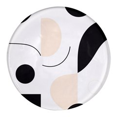 A Minimalist Pattern With Simple Lines And Shapes, Creating A Clean And Modern Aesthetic 05 Round Glass Fridge Magnet (4 Pack)