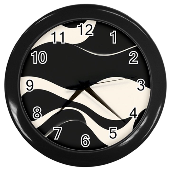 A Minimalist Pattern With Simple Lines And Shapes, Creating A Clean And Modern Aesthetic 06 Wall Clock (Black)