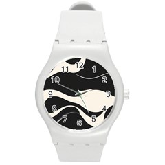 A Minimalist Pattern With Simple Lines And Shapes, Creating A Clean And Modern Aesthetic 06 Round Plastic Sport Watch (m)