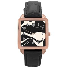 A Minimalist Pattern With Simple Lines And Shapes, Creating A Clean And Modern Aesthetic 06 Rose Gold Leather Watch  by myclothy