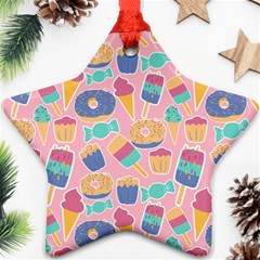 Ice Cream Donut Sweets Candie Ornament (star) by Apenda