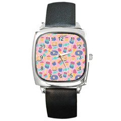 Ice Cream Donut Sweets Candie Square Metal Watch