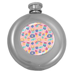 Ice Cream Donut Sweets Candie Round Hip Flask (5 Oz)