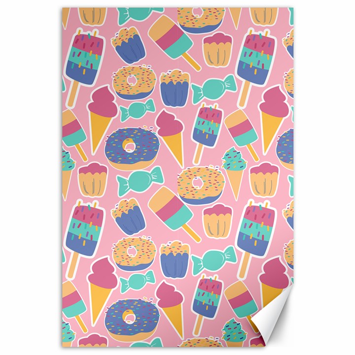 Ice Cream Donut Sweets Candie Canvas 12  x 18 