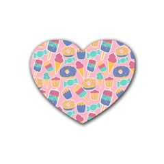 Ice Cream Donut Sweets Candie Rubber Heart Coaster (4 Pack)