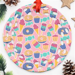 Ice Cream Donut Sweets Candie Ornament (round Filigree)