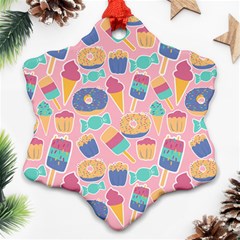 Ice Cream Donut Sweets Candie Snowflake Ornament (two Sides)