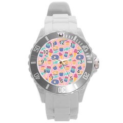 Ice Cream Donut Sweets Candie Round Plastic Sport Watch (l)