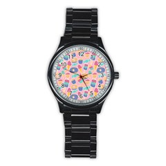 Ice Cream Donut Sweets Candie Stainless Steel Round Watch