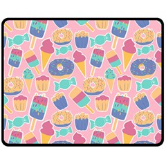 Ice Cream Donut Sweets Candie Two Sides Fleece Blanket (medium)