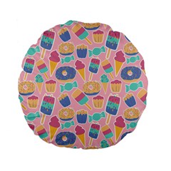 Ice Cream Donut Sweets Candie Standard 15  Premium Flano Round Cushions