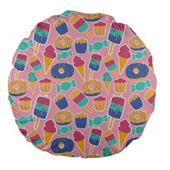 Ice Cream Donut Sweets Candie Large 18  Premium Flano Round Cushions